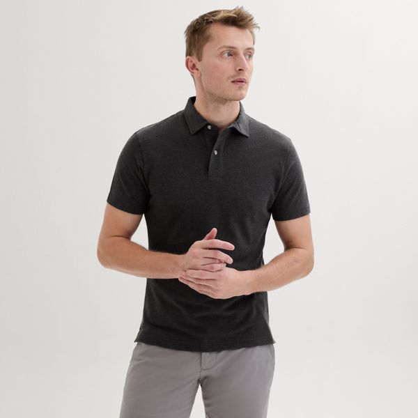 Dark grey melange polo shirt | Tailor Store®